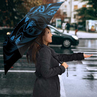 New Zealand Lawn Bowls Umbrella Blue Maori Warrior Tribal Silver Fern - Polynesian Pride