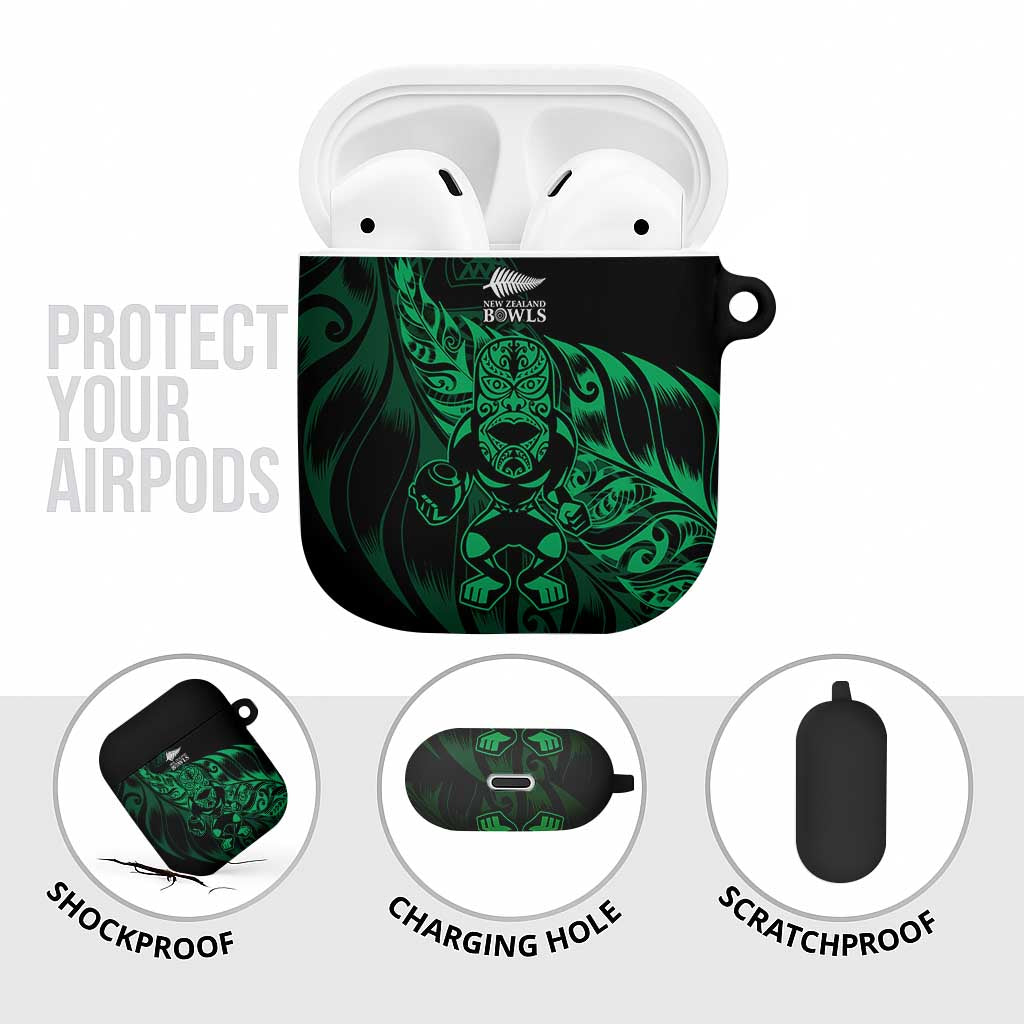 New Zealand Lawn Bowls AirPods Case Green Maori Warrior Tribal Silver Fern - Polynesian Pride