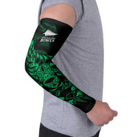 New Zealand Lawn Bowls Custom Arm Sleeves Green Maori Warrior Tribal Silver Fern - Polynesian Pride