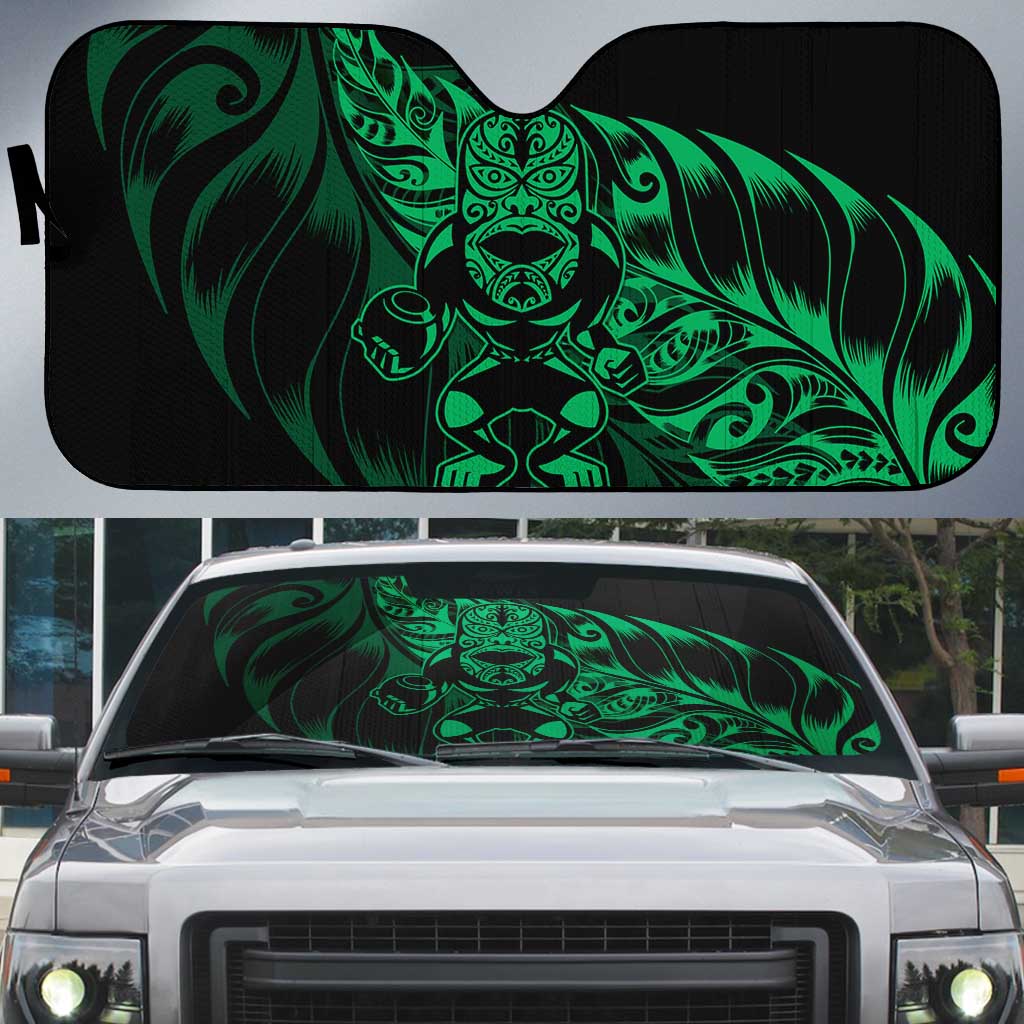 New Zealand Lawn Bowls Auto Sun Shade Green Maori Warrior Tribal Silver Fern - Polynesian Pride