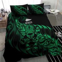 New Zealand Lawn Bowls Bedding Set Green Maori Warrior Tribal Silver Fern - Polynesian Pride