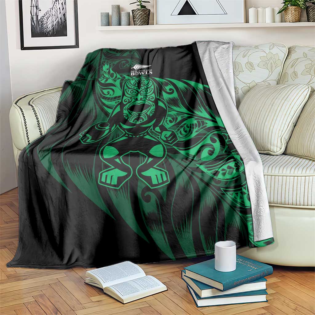 New Zealand Lawn Bowls Blanket Green Maori Warrior Tribal Silver Fern - Polynesian Pride