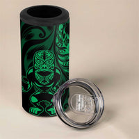 New Zealand Lawn Bowls Custom 4 in 1 Can Cooler Tumbler Green Maori Warrior Tribal Silver Fern - Polynesian Pride
