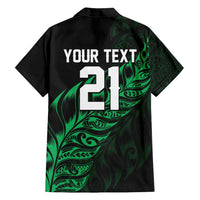 New Zealand Lawn Bowls Custom Family Matching Off Shoulder Maxi Dress and Hawaiian Shirt Green Maori Warrior Tribal Silver Fern - Polynesian Pride