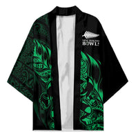 New Zealand Lawn Bowls Custom Kimono Green Maori Warrior Tribal Silver Fern - Polynesian Pride