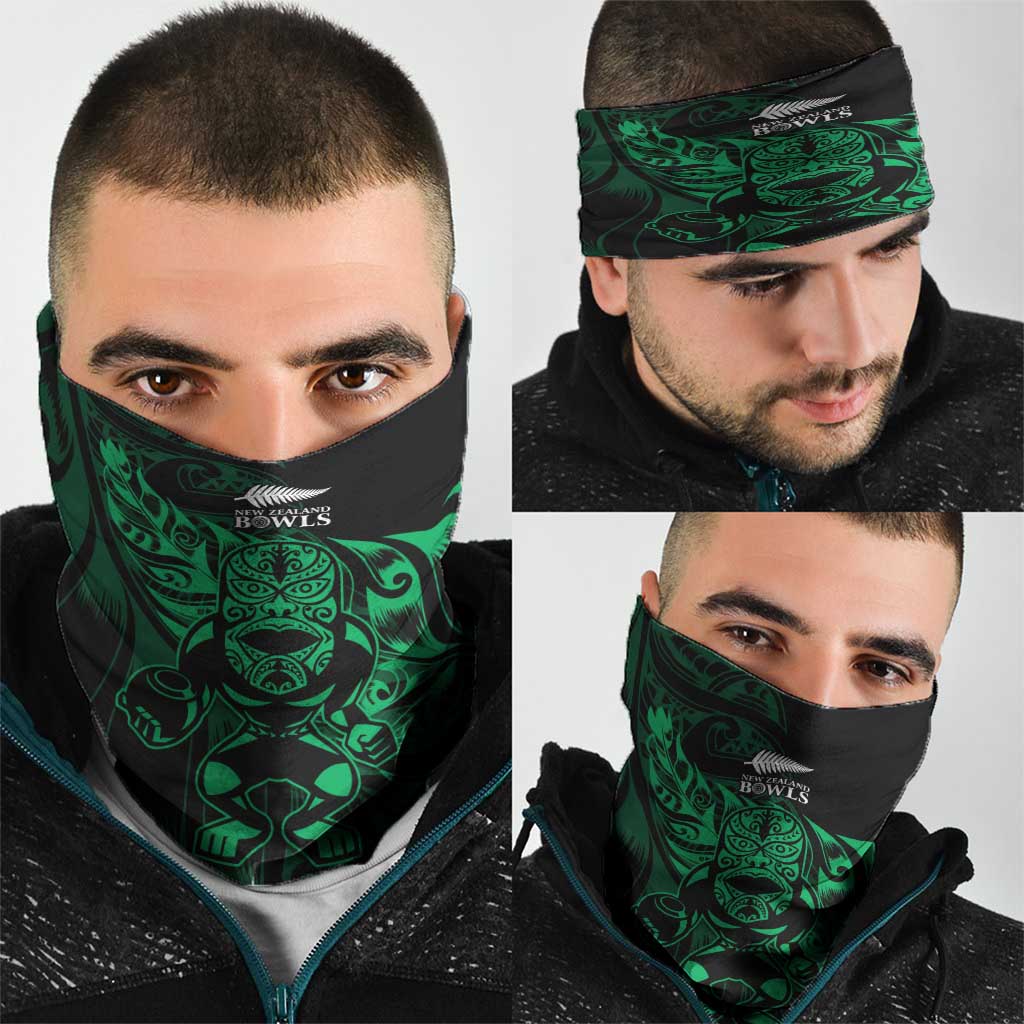 New Zealand Lawn Bowls Neck Gaiter Green Maori Warrior Tribal Silver Fern - Polynesian Pride