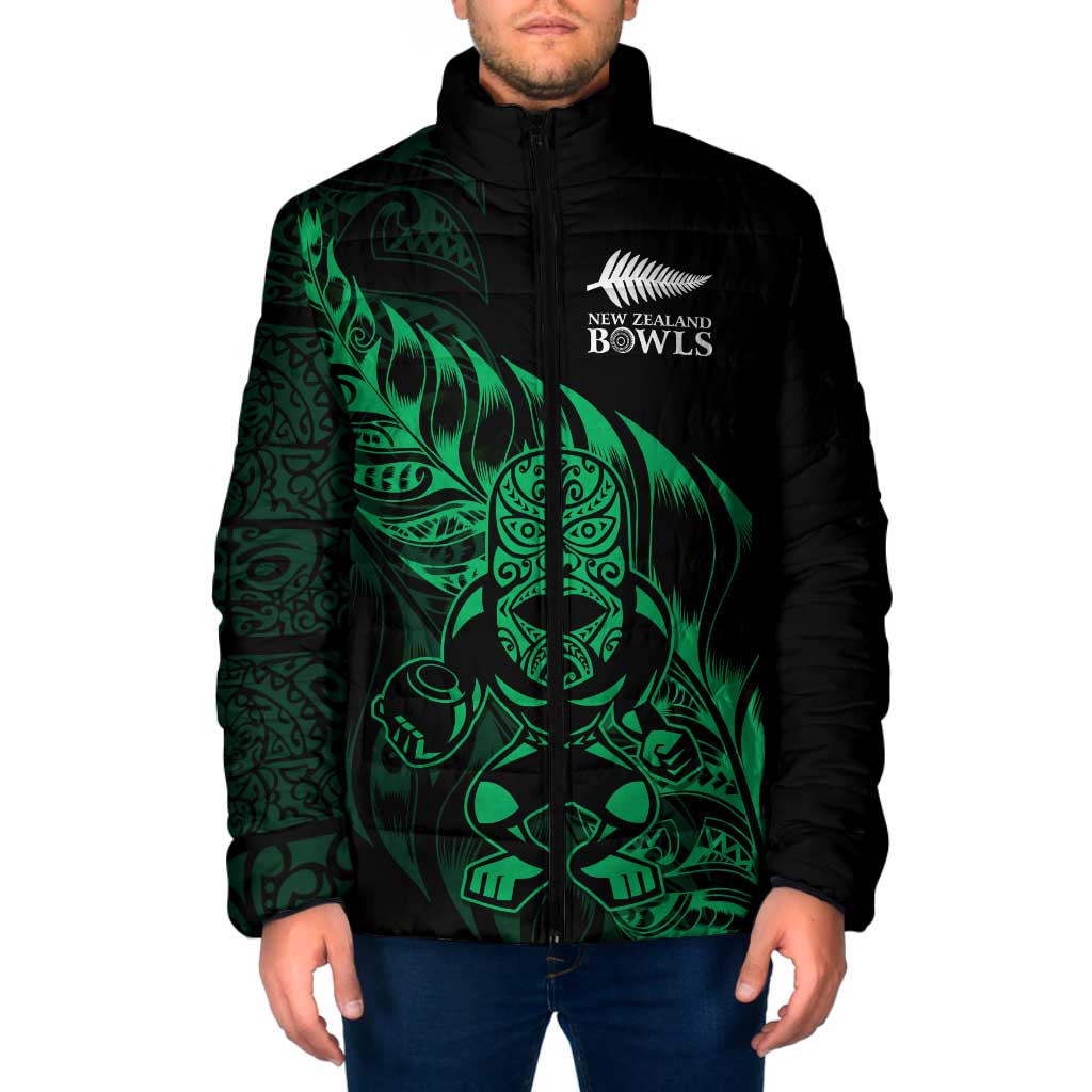 New Zealand Lawn Bowls Custom Padded Jacket Green Maori Warrior Tribal Silver Fern - Polynesian Pride
