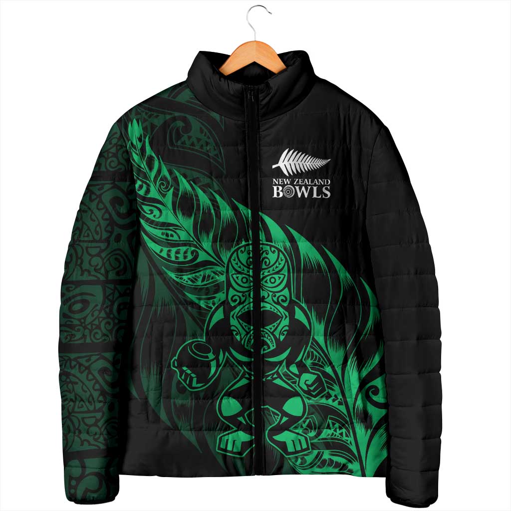 New Zealand Lawn Bowls Custom Padded Jacket Green Maori Warrior Tribal Silver Fern - Polynesian Pride