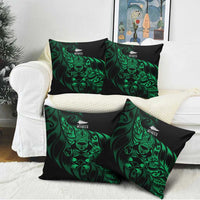 New Zealand Lawn Bowls Pillow Cover Green Maori Warrior Tribal Silver Fern - Polynesian Pride