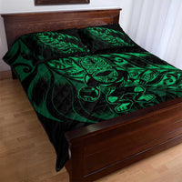 New Zealand Lawn Bowls Quilt Bed Set Green Maori Warrior Tribal Silver Fern - Polynesian Pride