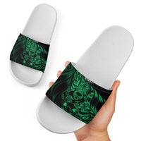 New Zealand Lawn Bowls Slide Sandals Green Maori Warrior Tribal Silver Fern - Polynesian Pride