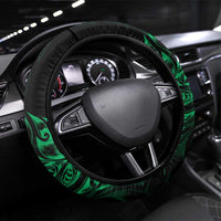 New Zealand Lawn Bowls Steering Wheel Cover Green Maori Warrior Tribal Silver Fern - Polynesian Pride