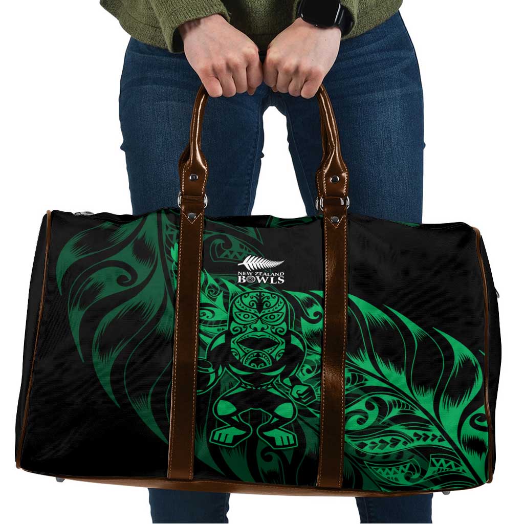 New Zealand Lawn Bowls Travel Bag Green Maori Warrior Tribal Silver Fern - Polynesian Pride