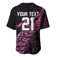 New Zealand Lawn Bowls Custom Baseball Jersey Pink Maori Warrior Tribal Silver Fern - Polynesian Pride