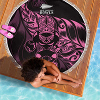 New Zealand Lawn Bowls Beach Blanket Pink Maori Warrior Tribal Silver Fern - Polynesian Pride