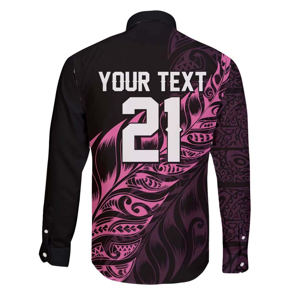 New Zealand Lawn Bowls Custom Family Matching Off Shoulder Maxi Dress and Hawaiian Shirt Pink Maori Warrior Tribal Silver Fern - Polynesian Pride