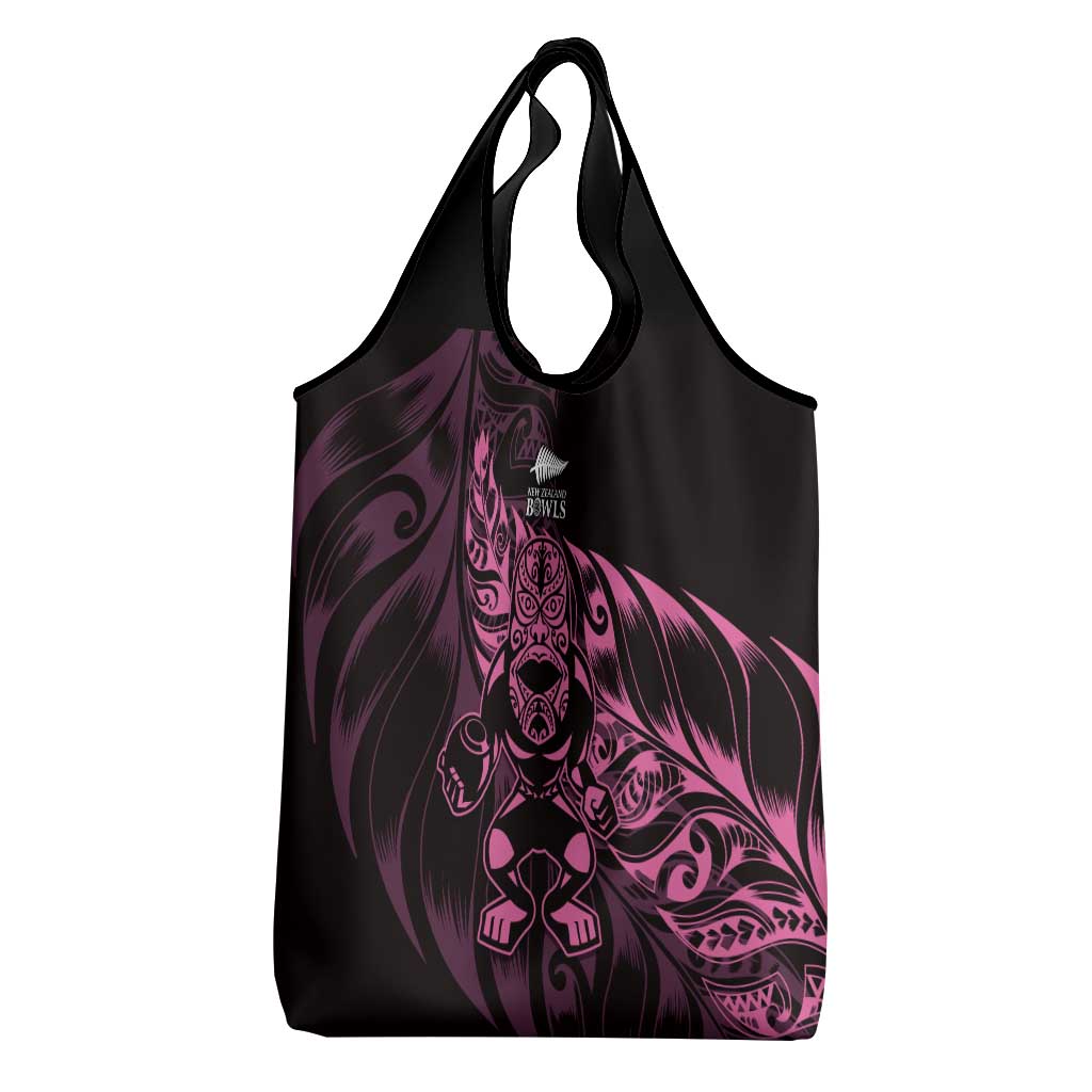 New Zealand Lawn Bowls Grocery Bag Pink Maori Warrior Tribal Silver Fern - Polynesian Pride