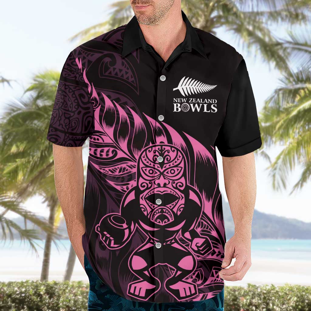 New Zealand Lawn Bowls Custom Hawaiian Shirt Pink Maori Warrior Tribal Silver Fern - Polynesian Pride