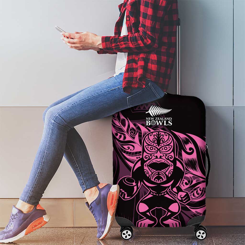 New Zealand Lawn Bowls Luggage Cover Pink Maori Warrior Tribal Silver Fern - Polynesian Pride
