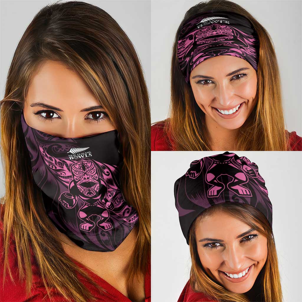 New Zealand Lawn Bowls Neck Gaiter Pink Maori Warrior Tribal Silver Fern - Polynesian Pride