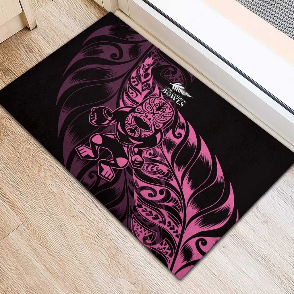 New Zealand Lawn Bowls Rubber Doormat Pink Maori Warrior Tribal Silver Fern - Polynesian Pride