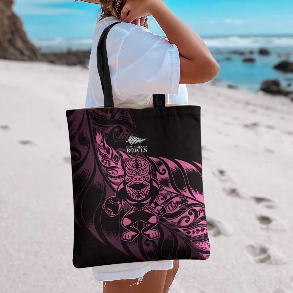 New Zealand Lawn Bowls Tote Bag Pink Maori Warrior Tribal Silver Fern - Polynesian Pride