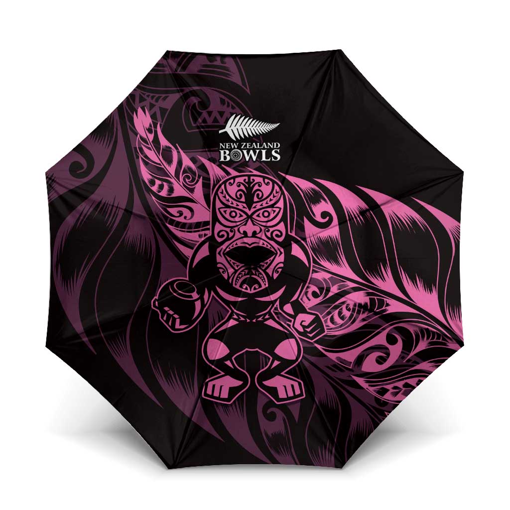 New Zealand Lawn Bowls Umbrella Pink Maori Warrior Tribal Silver Fern - Polynesian Pride