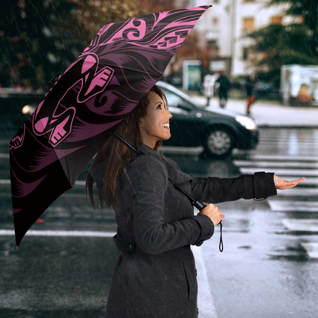 New Zealand Lawn Bowls Umbrella Pink Maori Warrior Tribal Silver Fern - Polynesian Pride