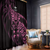 New Zealand Lawn Bowls Window Curtain Pink Maori Warrior Tribal Silver Fern - Polynesian Pride