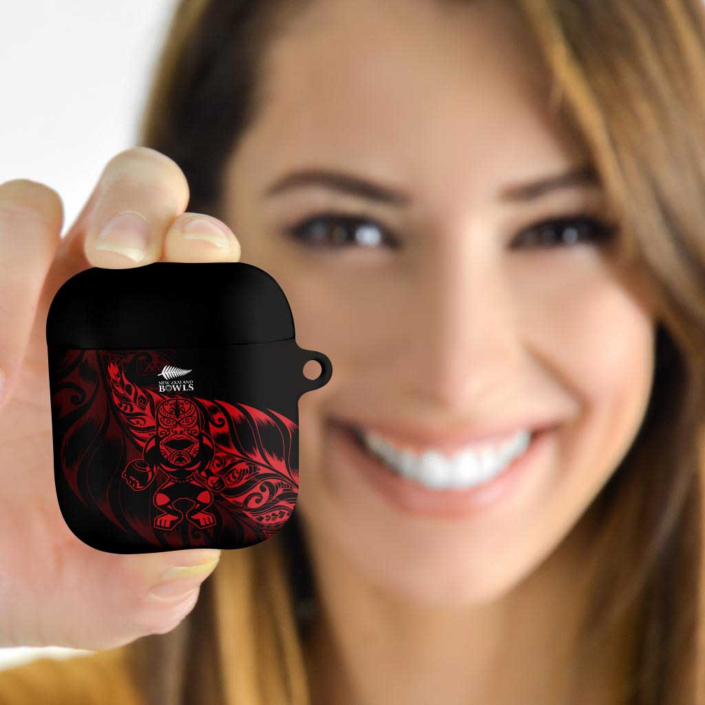 New Zealand Lawn Bowls AirPods Case Red Maori Warrior Tribal Silver Fern - Polynesian Pride
