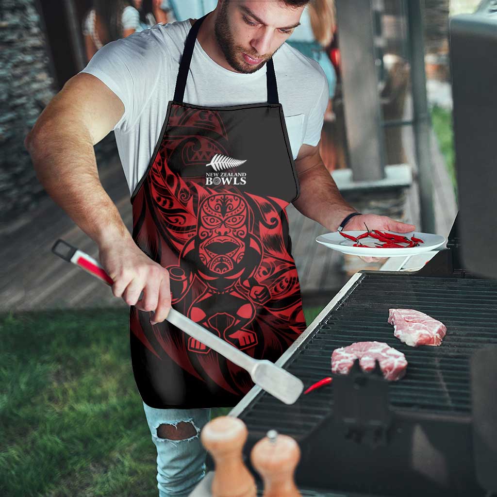 New Zealand Lawn Bowls Apron Red Maori Warrior Tribal Silver Fern - Polynesian Pride