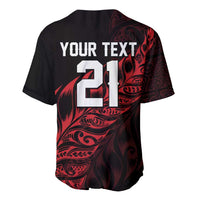 New Zealand Lawn Bowls Custom Baseball Jersey Red Maori Warrior Tribal Silver Fern - Polynesian Pride