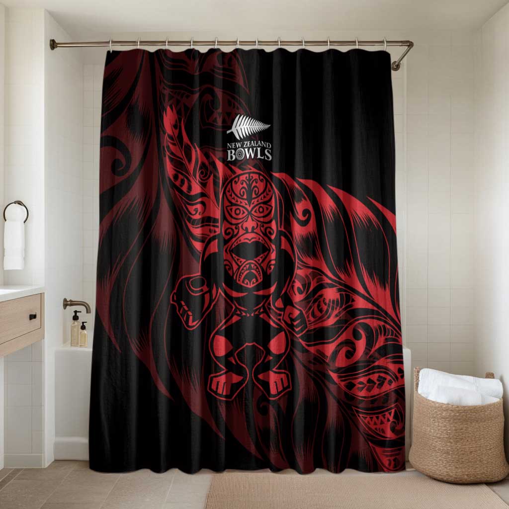 New Zealand Lawn Bowls Bathroom Set Red Maori Warrior Tribal Silver Fern - Polynesian Pride