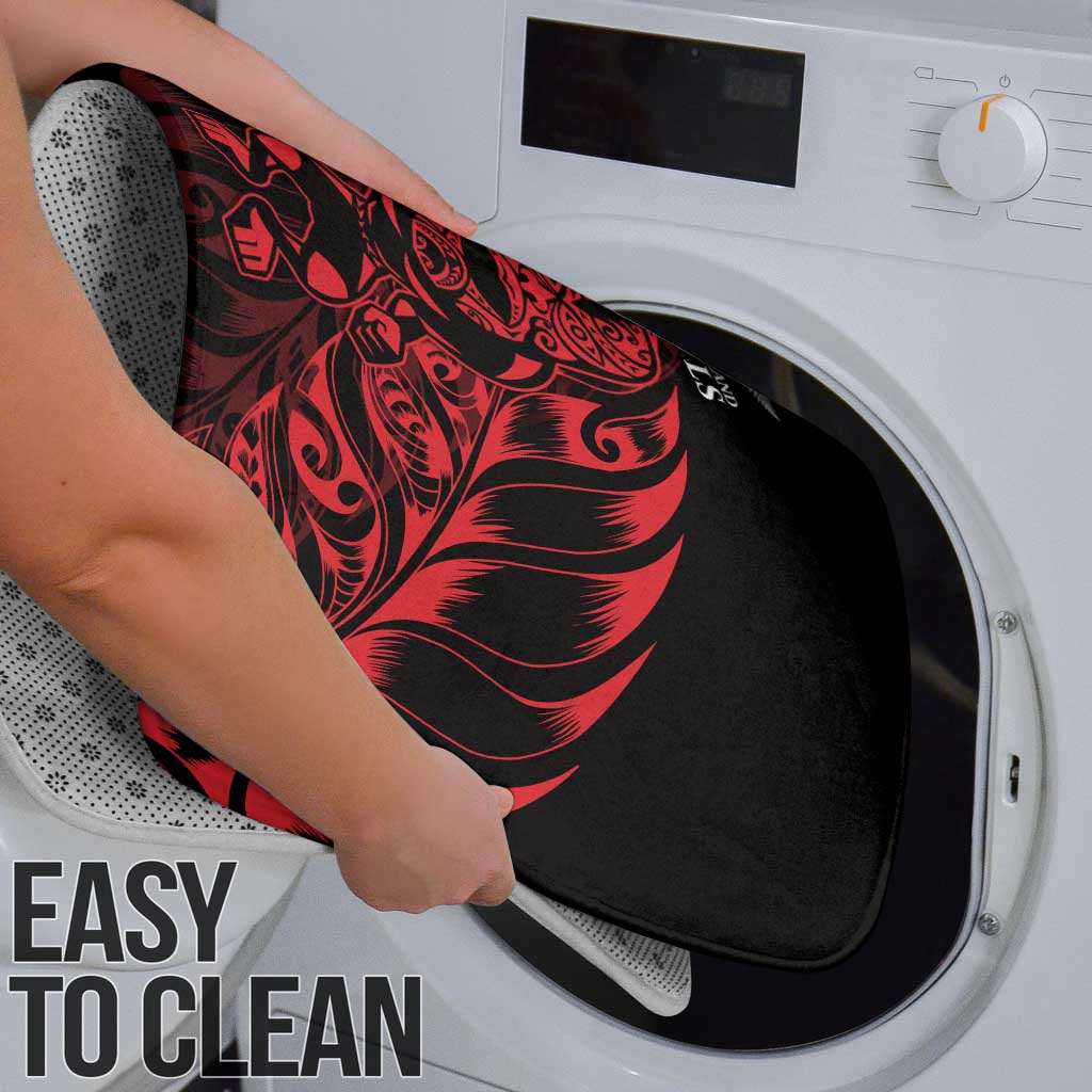 New Zealand Lawn Bowls Bathroom Set Red Maori Warrior Tribal Silver Fern - Polynesian Pride