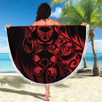 New Zealand Lawn Bowls Beach Blanket Red Maori Warrior Tribal Silver Fern - Polynesian Pride