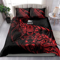 New Zealand Lawn Bowls Bedding Set Red Maori Warrior Tribal Silver Fern - Polynesian Pride