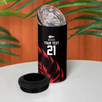New Zealand Lawn Bowls Custom 4 in 1 Can Cooler Tumbler Red Maori Warrior Tribal Silver Fern - Polynesian Pride