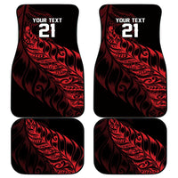 New Zealand Lawn Bowls Custom Car Mats Red Maori Warrior Tribal Silver Fern - Polynesian Pride