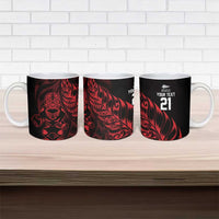New Zealand Lawn Bowls Custom Ceramic Mug Red Maori Warrior Tribal Silver Fern - Polynesian Pride