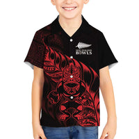 New Zealand Lawn Bowls Custom Kid Hawaiian Shirt Red Maori Warrior Tribal Silver Fern - Polynesian Pride