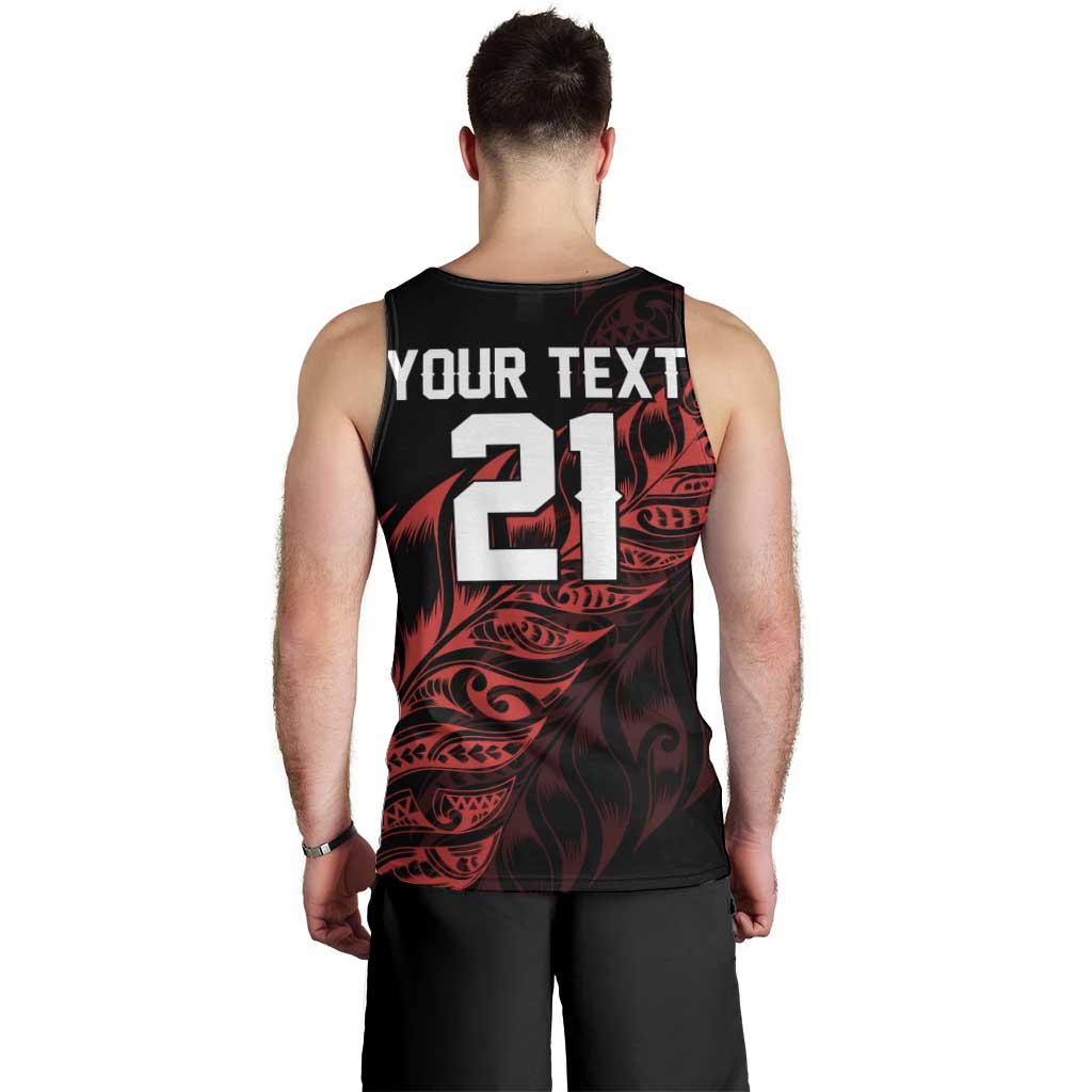 New Zealand Lawn Bowls Custom Men Tank Top Red Maori Warrior Tribal Silver Fern - Polynesian Pride