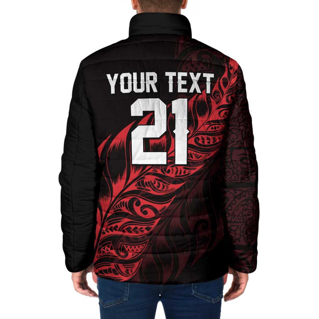 New Zealand Lawn Bowls Custom Padded Jacket Red Maori Warrior Tribal Silver Fern - Polynesian Pride
