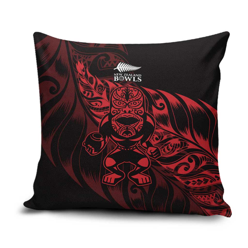New Zealand Lawn Bowls Pillow Cover Red Maori Warrior Tribal Silver Fern - Polynesian Pride