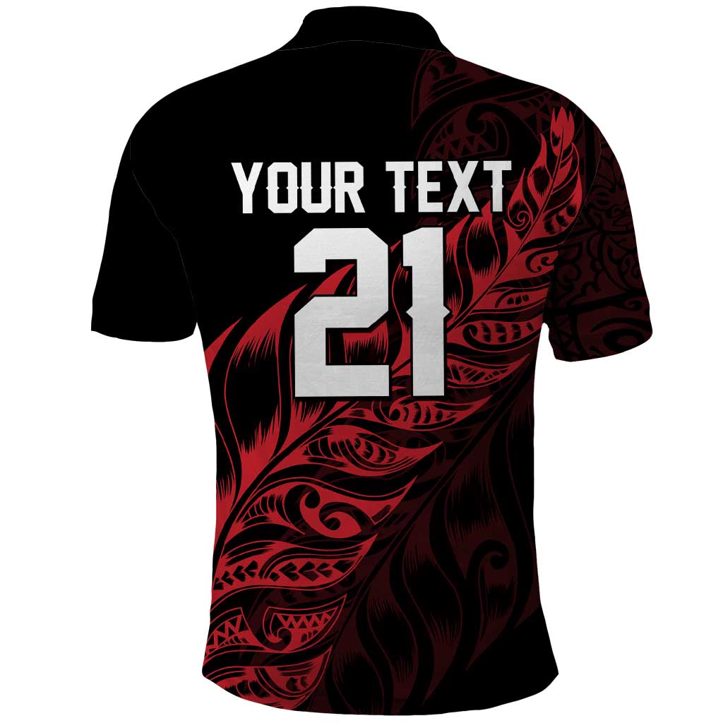 New Zealand Lawn Bowls Custom Polo Shirt Red Maori Warrior Tribal Silver Fern - Polynesian Pride