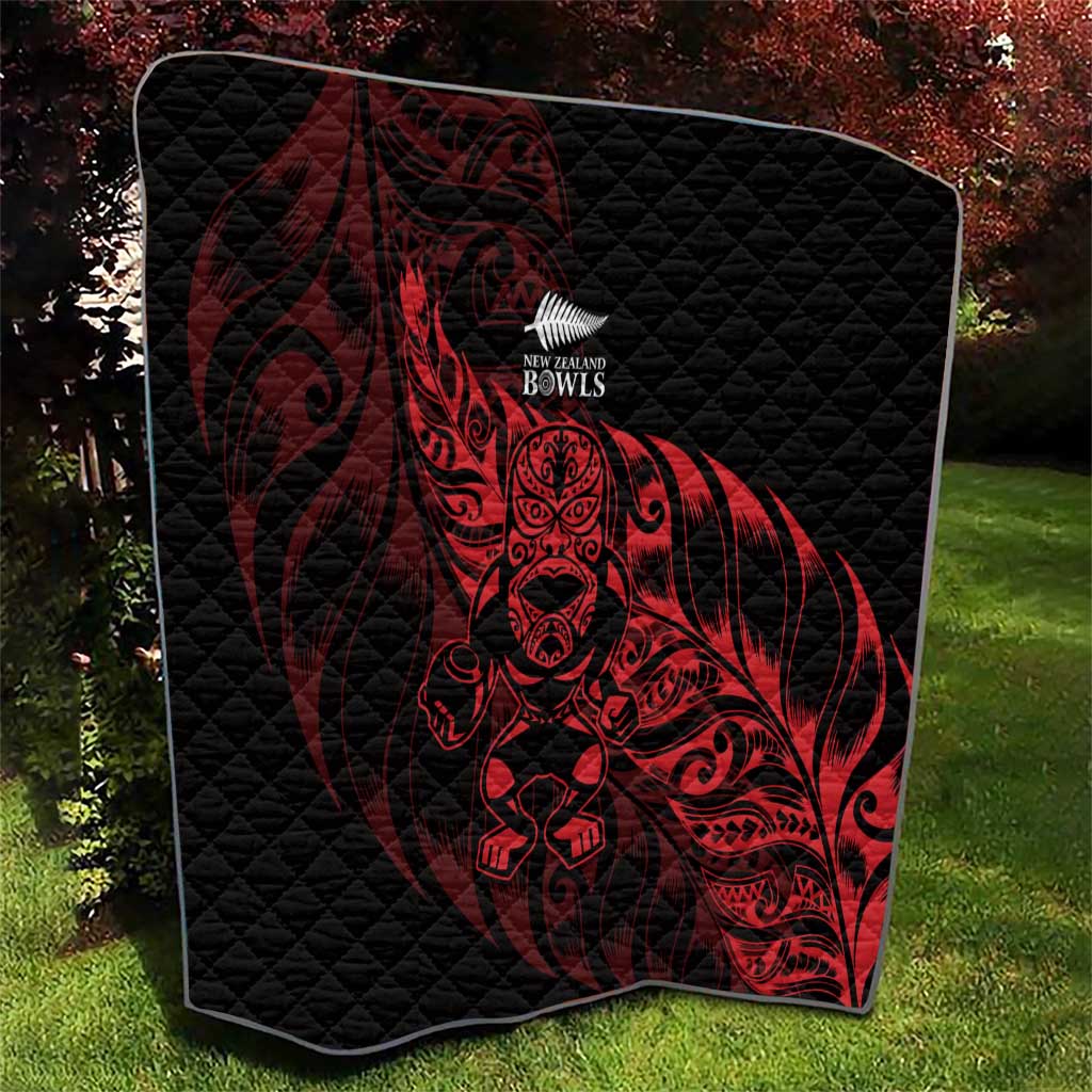 New Zealand Lawn Bowls Quilt Red Maori Warrior Tribal Silver Fern - Polynesian Pride