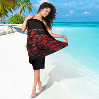 New Zealand Lawn Bowls Sarong Red Maori Warrior Tribal Silver Fern - Polynesian Pride