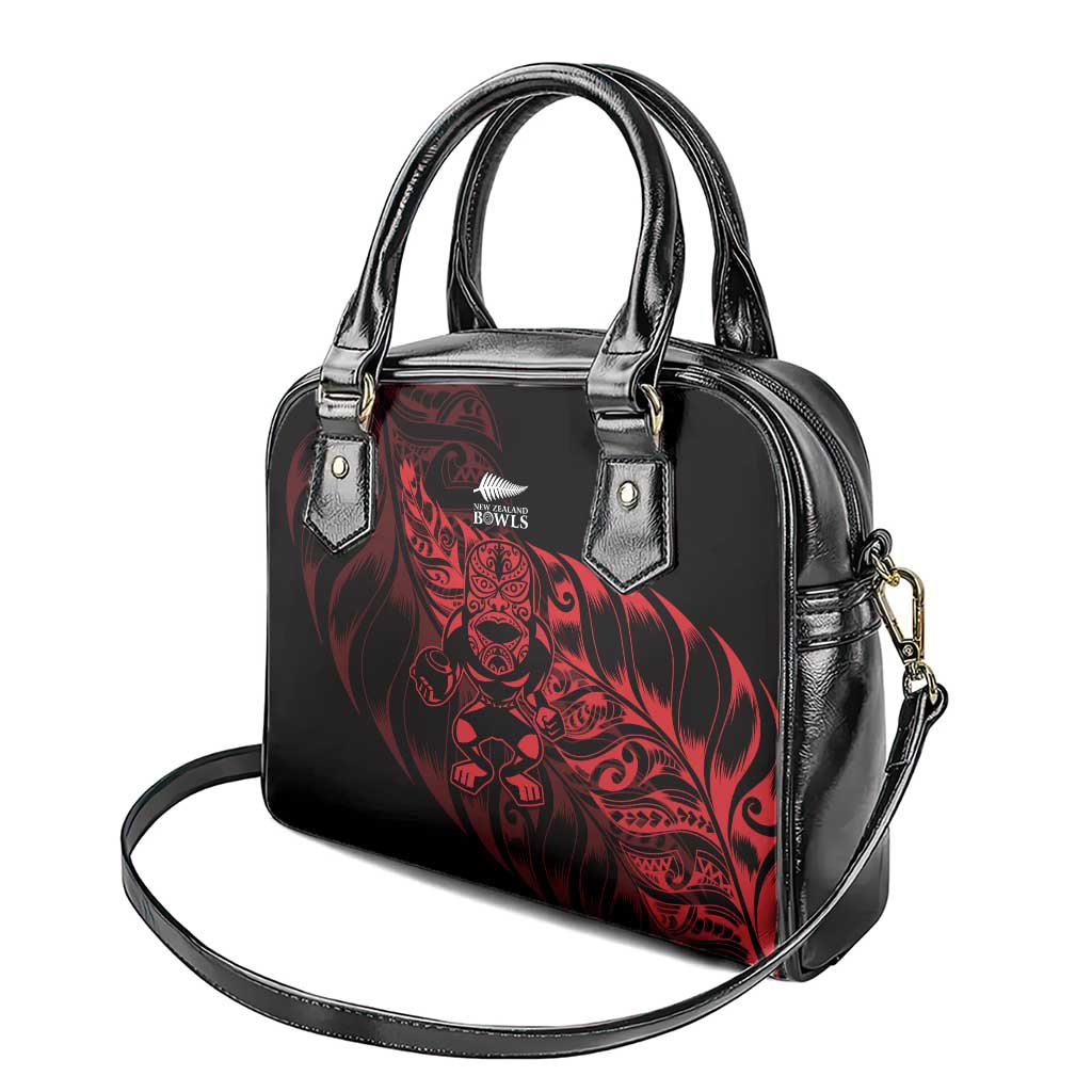 New Zealand Lawn Bowls Shoulder Handbag Red Maori Warrior Tribal Silver Fern - Polynesian Pride