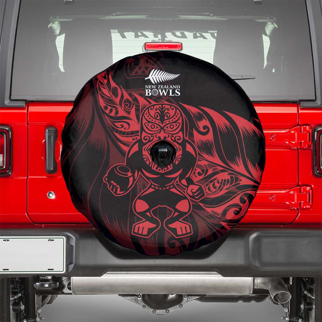 New Zealand Lawn Bowls Spare Tire Cover Red Maori Warrior Tribal Silver Fern - Polynesian Pride