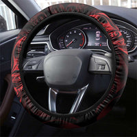 New Zealand Lawn Bowls Steering Wheel Cover Red Maori Warrior Tribal Silver Fern - Polynesian Pride