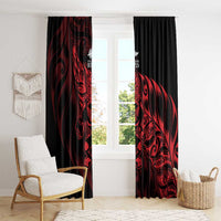 New Zealand Lawn Bowls Window Curtain Red Maori Warrior Tribal Silver Fern - Polynesian Pride